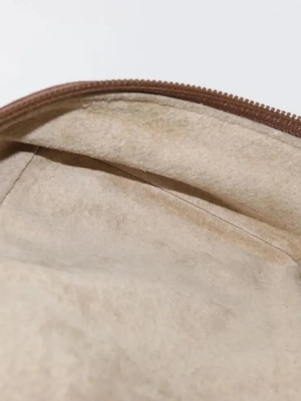GUCCI Vanity Cosmetic Pouch Suede Brown Gold 032 106 0141 Auth mr2301